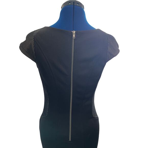 Maggie London Cap Sleeve Black Slimming Illusion Dress Womens Size 4 Career - Picture 6 of 10